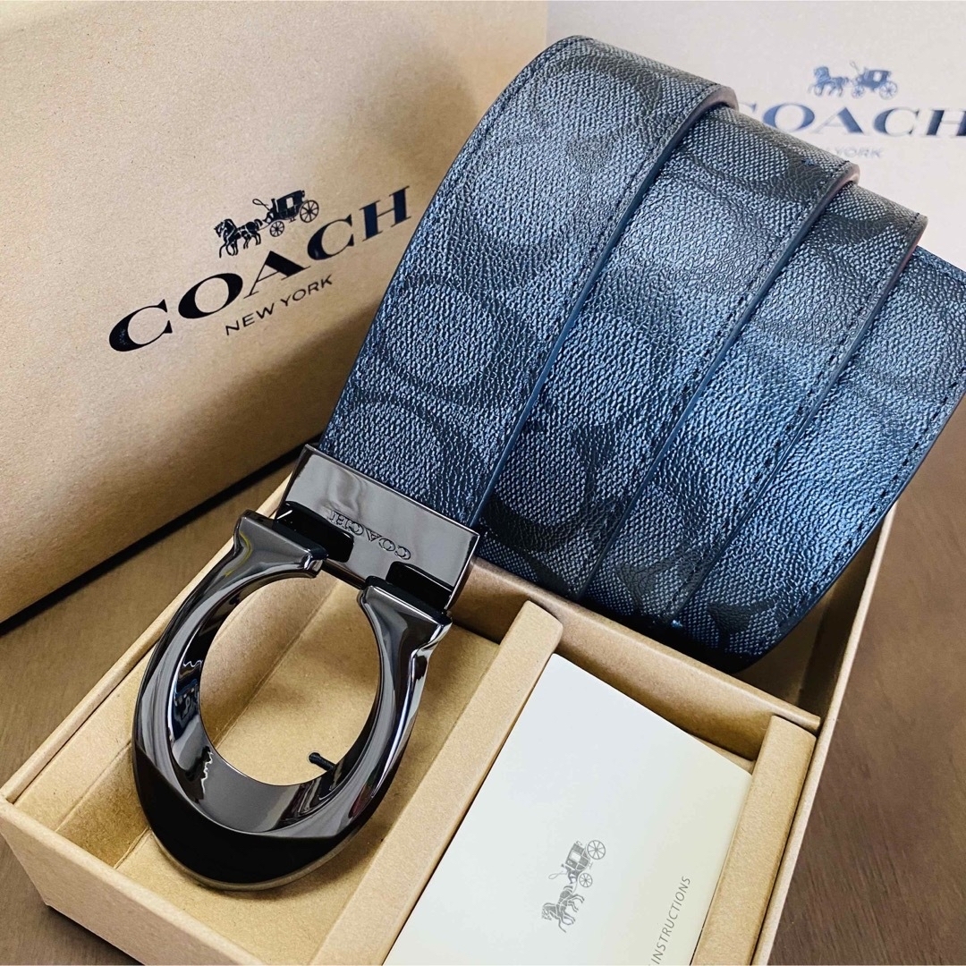 COACH コーチ 新品 リバーシブル レザーベルト メンズベルト 本 COACH コーチ 新品 リバーシブル レザーベルト メンズベルト 本