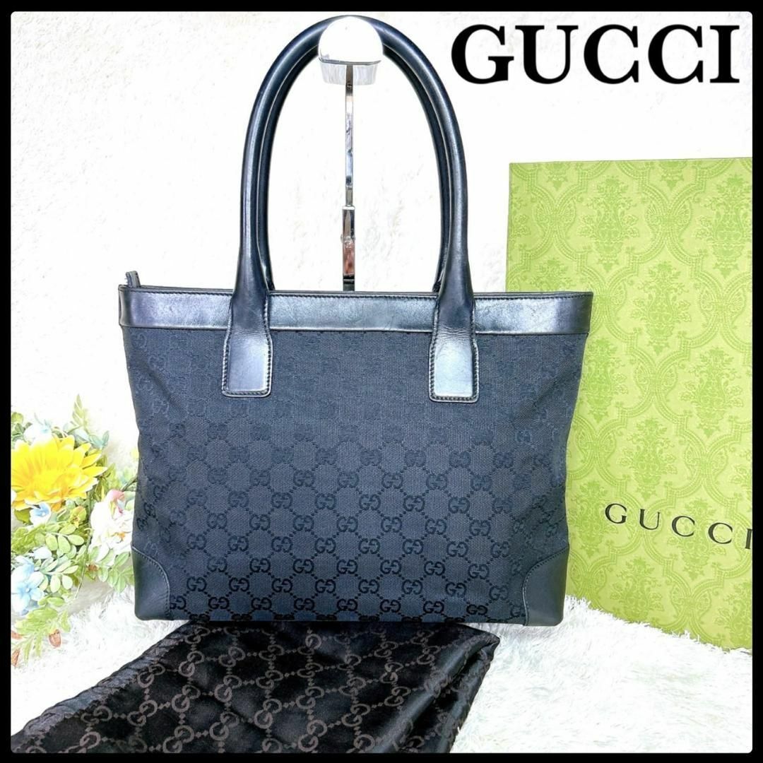 Gucci(グッチ)の☆人気☆GUCCIグッチ トートバッグ GG レザー ブラック キャンバス 黒 レディースのバッグ(トートバッグ)の商品写真