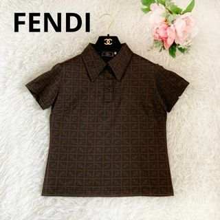 フェンディ(FENDI)のFENDI フェンディー　ズッカ Tシャツ　ポロシャツ　ブラウン　カットソー(Tシャツ(半袖/袖なし))