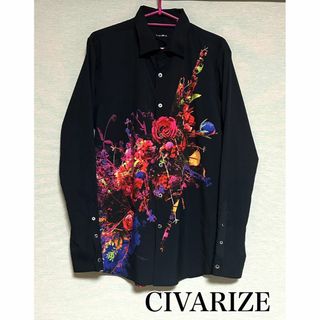 シヴァーライズ(CIVARIZE)のCIVARIZE ☆ 美品 フラワー 昇華転写 シャツ ブラック 46(シャツ)