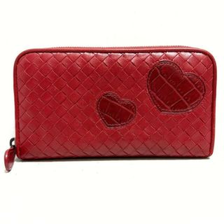 ボッテガヴェネタ(Bottega Veneta)のBOTTEGA VENETA(ボッテガヴェネタ) 長財布 ジップアラウンドウォレット レッド ラウンドファスナー/ハート レザー(財布)