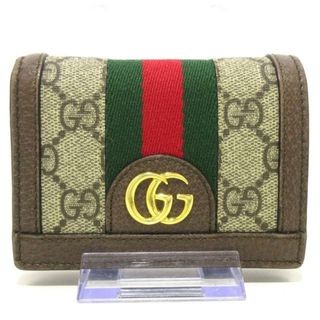 グッチ(Gucci)のGUCCI(グッチ) 2つ折り財布 オフィディア 523155 ベージュ×ダークブラウン PVC(塩化ビニール)×レザー(財布)