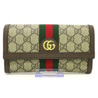 グッチ(Gucci)のGUCCI(グッチ) 長財布美品  オフィディア 523153 ベージュ×ダークブラウン PVC(塩化ビニール)×レザー(財布)