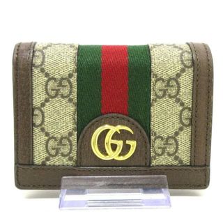 グッチ(Gucci)のGUCCI(グッチ) 2つ折り財布 オフィディア 523155 ベージュ×ダークブラウン PVC(塩化ビニール)×レザー(財布)