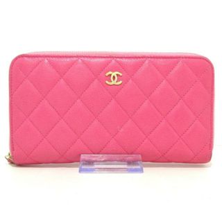 シャネル(CHANEL)のCHANEL(シャネル) 長財布 マトラッセ ピンク ラウンドファスナー キャビアスキン(財布)