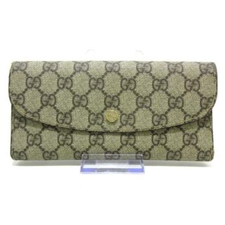 グッチ(Gucci)のGUCCI(グッチ) 長財布 GGプラス・GGスプリーム/インターロッキングG 256926 ベージュ×ダークブラウン×ライトグリーン PVC(塩化ビニール)×レザー(財布)