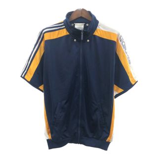 アディダス(adidas)の80年代 adidas アディダス 半袖 ジャージ トラックジャケット スポーツ ネイビー (メンズ F180) 中古 古着 Q6229(スウェット)