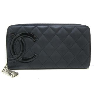 シャネル(CHANEL)のCHANEL(シャネル) 長財布 カンボンライン 黒 ラウンドファスナー/シルバー金具/ファスナートップチェーン ラムスキン×エナメル（レザー）(財布)