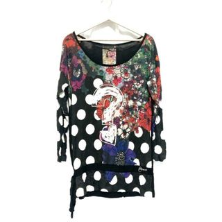 デシグアル(DESIGUAL)のDesigual(デシグアル) ワンピース サイズXL レディース - 黒×白×マルチ 長袖/ミニ/ドット柄/花柄(その他)