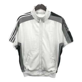 アディダス(adidas)の80年代 adidas アディダス 半袖 ジャージ トラックジャケット スポーツ ホワイト (メンズ F168) 中古 古着 Q6230(スウェット)