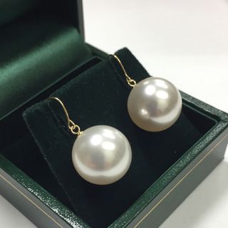 K18 クリスタルパールピアス 12mm フックピアス 真珠 18金ピアス(ピアス)