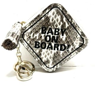 ANYA HINDMARCH - Anya Hindmarch(アニヤハインドマーチ) コインケース美品  - グレーベージュ×アイボリー BABY ON BOARD!/キーリング付き パイソン