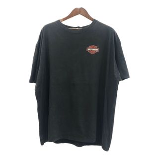 ハーレーダビッドソン(Harley Davidson)の00年代 USA製 HARLEY DAVIDSON ハーレーダビッドソン 半袖Ｔシャツ 大きいサイズ ロゴ ブラック (メンズ 3XL) 中古 古着 Q6236(Tシャツ/カットソー(半袖/袖なし))