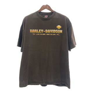 ハーレーダビッドソン(Harley Davidson)の00年代 HARLEY DAVIDSON ハーレーダビッドソン ラスベガス 半袖Ｔシャツ バイク ブラウン (メンズ 2XL) 中古 古着 Q6238(Tシャツ/カットソー(半袖/袖なし))