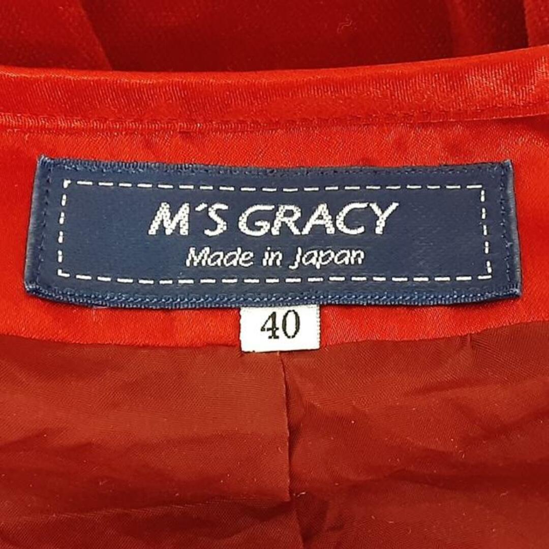 M'S GRACY(エムズグレイシー)のM'S GRACY(エムズグレイシー) ワンピース サイズ40 M レディース美品  - レッド クルーネック/半袖/ひざ丈/ジップアップ レディースのワンピース(その他)の商品写真