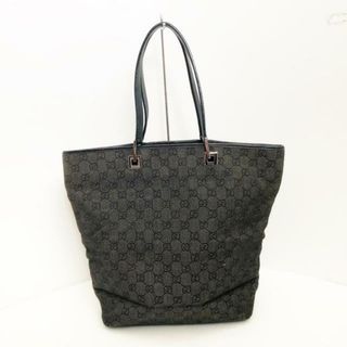 グッチ(Gucci)のGUCCI(グッチ) トートバッグ GG柄 31243 ダークグレー×黒 ジャガード×レザー(トートバッグ)