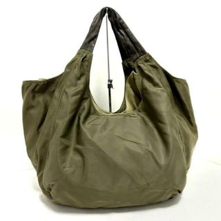 CAMPER(カンペール) トートバッグ美品  - カーキ×ベージュ×ダークブラウン forhands/ステッチ ナイロン×レザー