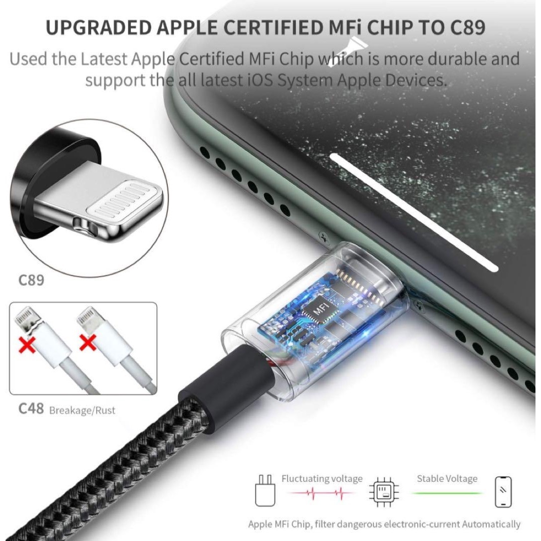 UNBREAKcable iPhone 充電ケーブル 1M【/MFi 認証 最新 スマホ/家電/カメラのスマホアクセサリー(その他)の商品写真