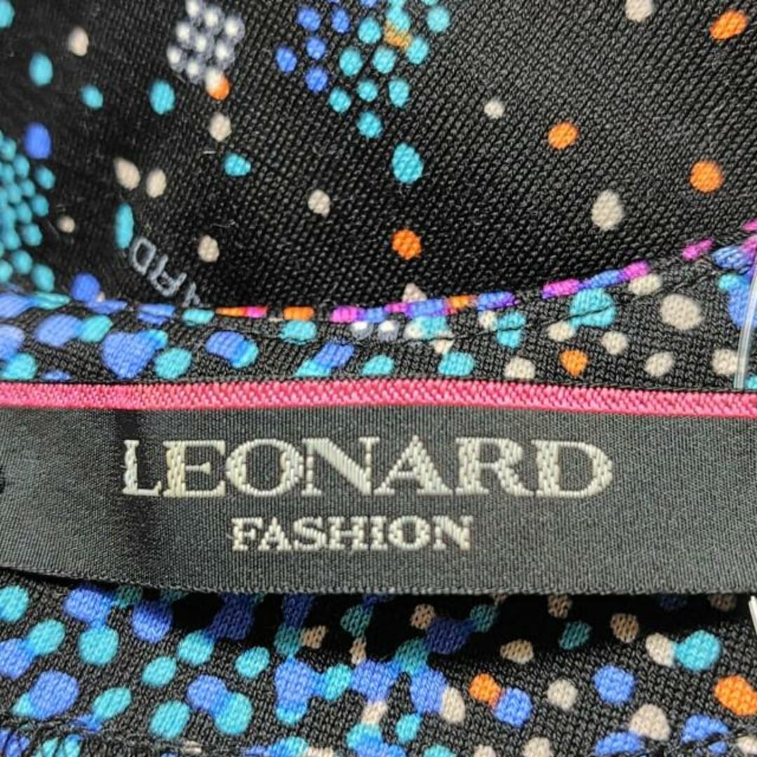 LEONARD(レオナール)のLEONARD(レオナール) ワンピース サイズ34 S レディース美品  - 黒×ブルー×マルチ クルーネック/長袖/ロング/ドット柄/フラワー(花) レディースのワンピース(その他)の商品写真