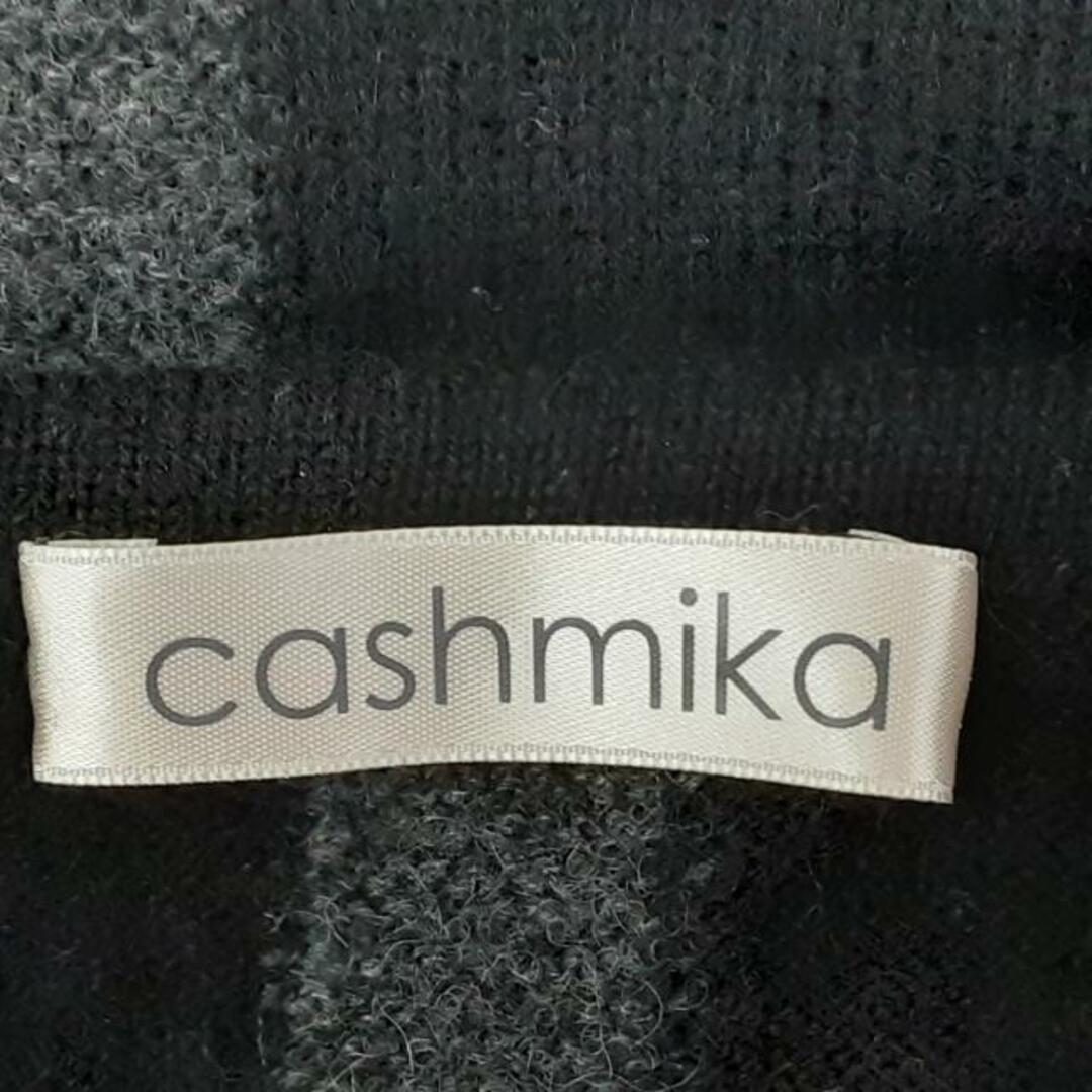 Cashmika(カシミカ) ワンピース レディース美品  - 黒×ダークグレー クルーネック/七分袖/ひざ丈/ニット レディースのワンピース(その他)の商品写真