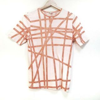 HERMES(エルメス) 半袖Tシャツ サイズS レディース - ベージュ×オレンジ クルーネック/ボルデュックリボン柄