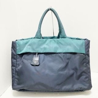 プラダ(PRADA)のPRADA(プラダ) トートバッグ テスートダブル ダークネイビー×ブルーグリーン 革タグ/リバーシブル ナイロン×レザー(トートバッグ)