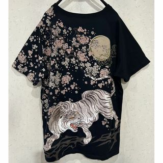 ＊サトリ satori 和柄 虎 刺繍 半袖Tシャツ 大きいサイズ XXL(Tシャツ/カットソー(半袖/袖なし))