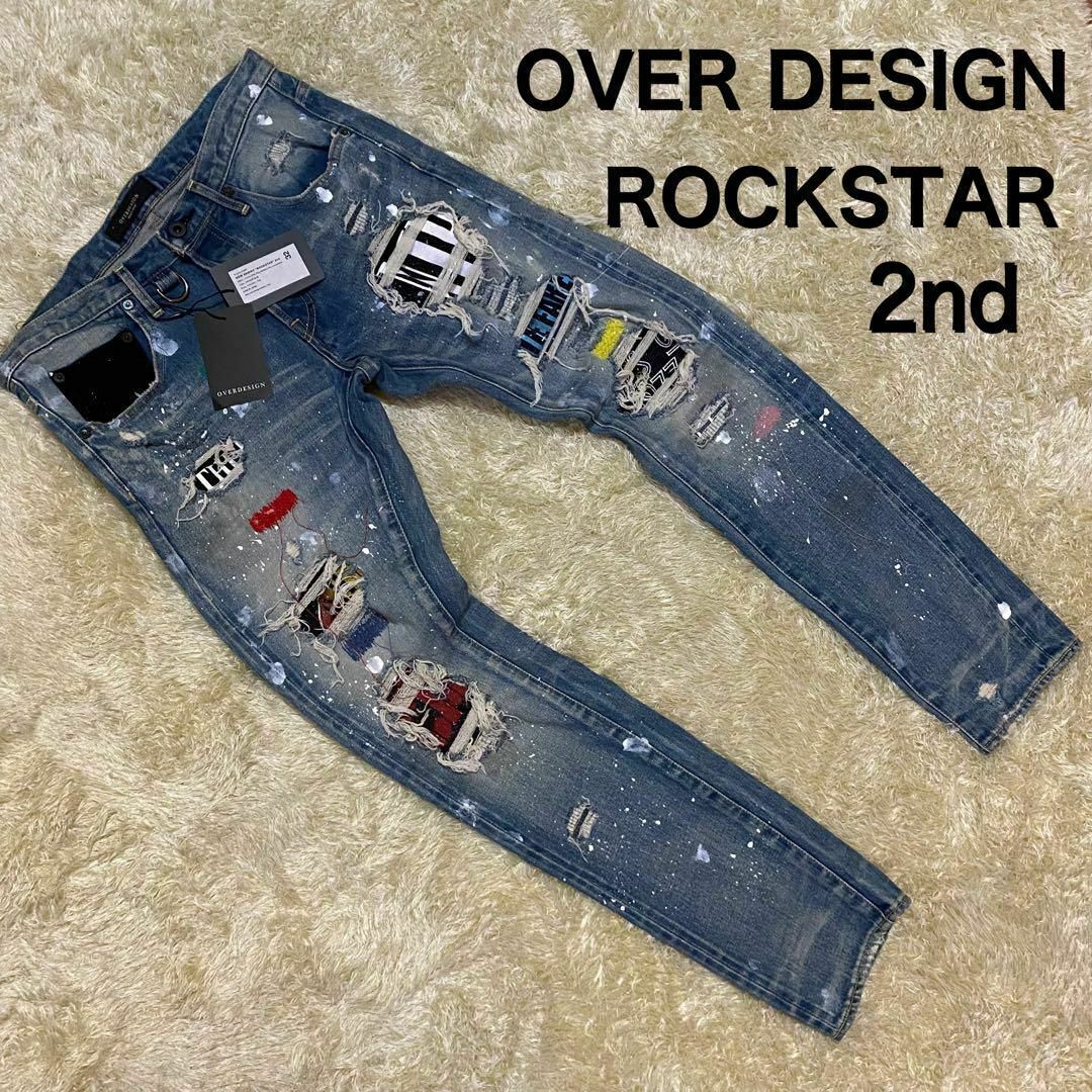 【新品未使用】OVERDESIGN ROCKSTAR 2nd デニム　ダメージ メンズのパンツ(デニム/ジーンズ)の商品写真