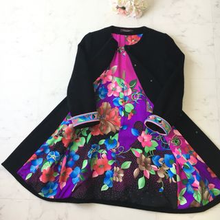 美品　LEONARD レオナール  カシミヤ100% シルク花柄　コート