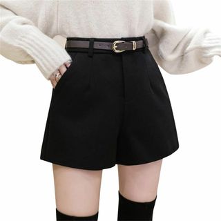 レディース ショートパンツ ワイドパンツ きれいめ 短パン 秋冬 ラシャ 防寒 (その他)