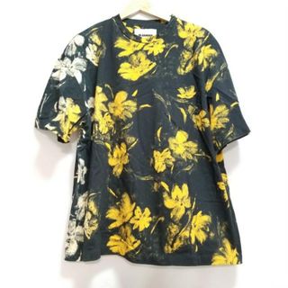 Jil Sander - JILSANDER(ジルサンダー) 半袖Tシャツ サイズS メンズ - 黒×ダークイエロー×ベージュ クルーネック/花柄