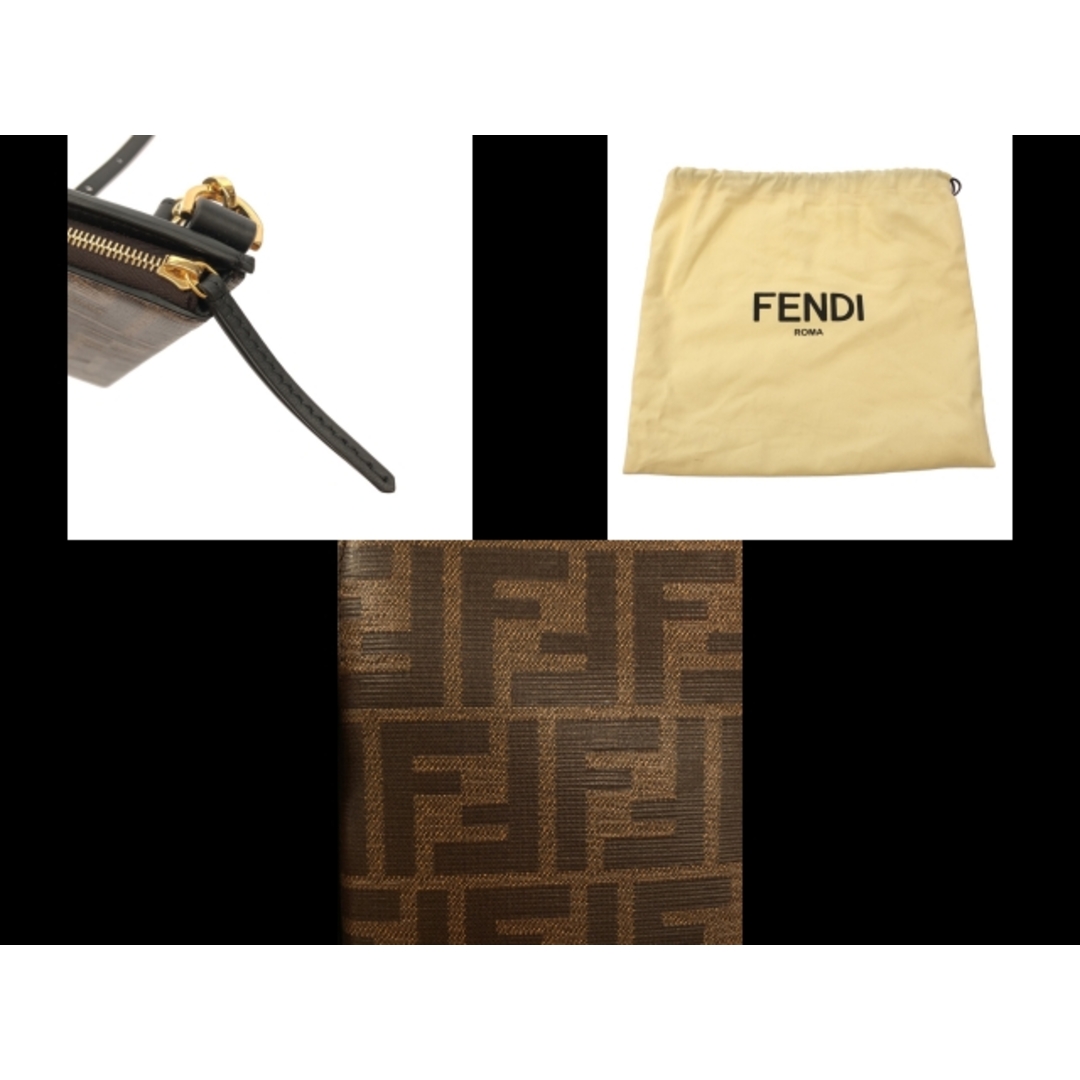 FENDI(フェンディ)のFENDI(フェンディ) ショルダーバッグ ズッカ柄 8BS025 黒×ダークブラウン レザー×PVC(塩化ビニール) レディースのバッグ(ショルダーバッグ)の商品写真