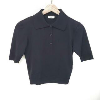 SAINT LAURENT PARIS(サンローランパリ) 半袖セーター サイズXS レディース美品  - 738025 黒 レギュラーカラー(ニット/セーター)