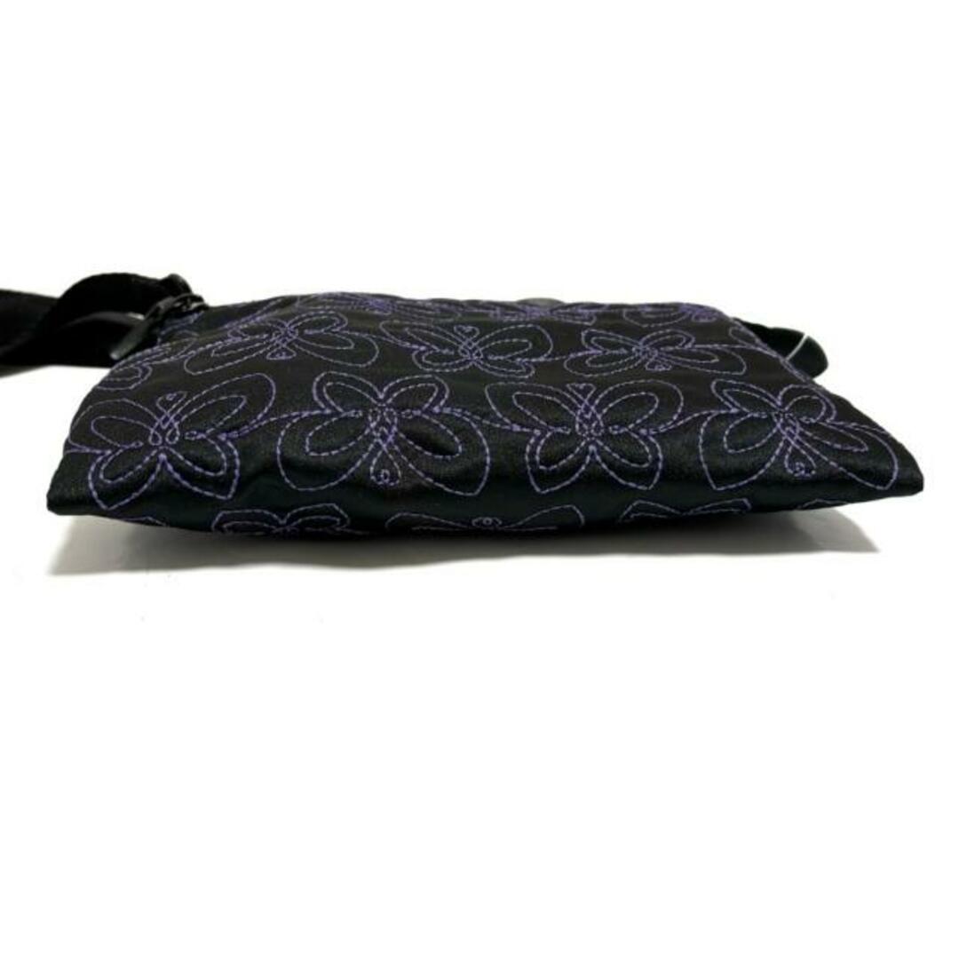 ANNA SUI(アナスイ)のANNA SUI(アナスイ) ショルダーバッグ美品  - 黒×パープル バタフライ(蝶) ナイロン レディースのバッグ(ショルダーバッグ)の商品写真