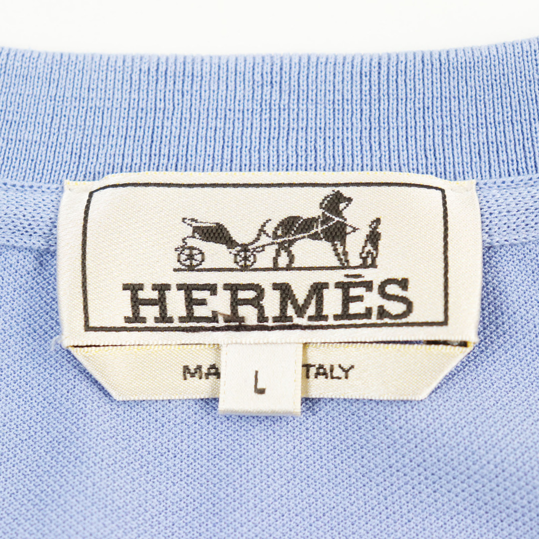 Hermes(エルメス)の未使用品○HERMES エルメス 2023年製 コットン100% Hロゴ刺繍 ポケット付き クルーネック 半袖Ｔシャツ/カットソー ブルー L イタリア製 正規品 メンズ メンズのトップス(Tシャツ/カットソー(半袖/袖なし))の商品写真