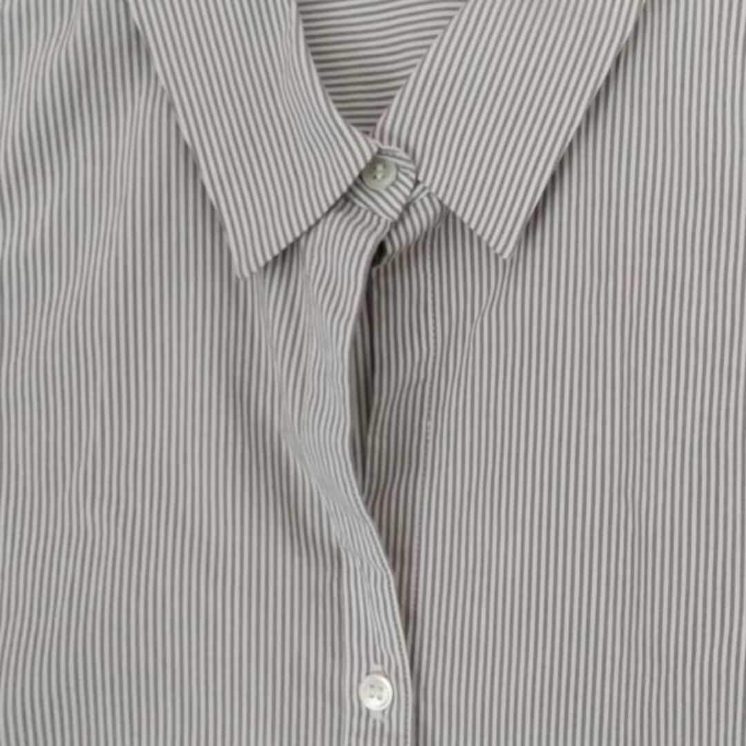 theory(セオリー)のtheory(セオリー) 半袖シャツ サイズ0 XS レディース美品  - 白×グレー ストライプ 綿、ポリエステル レディースのトップス(シャツ/ブラウス(半袖/袖なし))の商品写真