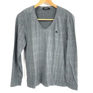 バーバリーブラックレーベル(BURBERRY BLACK LABEL)のBurberry Black Label(バーバリーブラックレーベル) 長袖Tシャツ サイズ2 M メンズ美品  - グレー Vネック(Tシャツ/カットソー(七分/長袖))