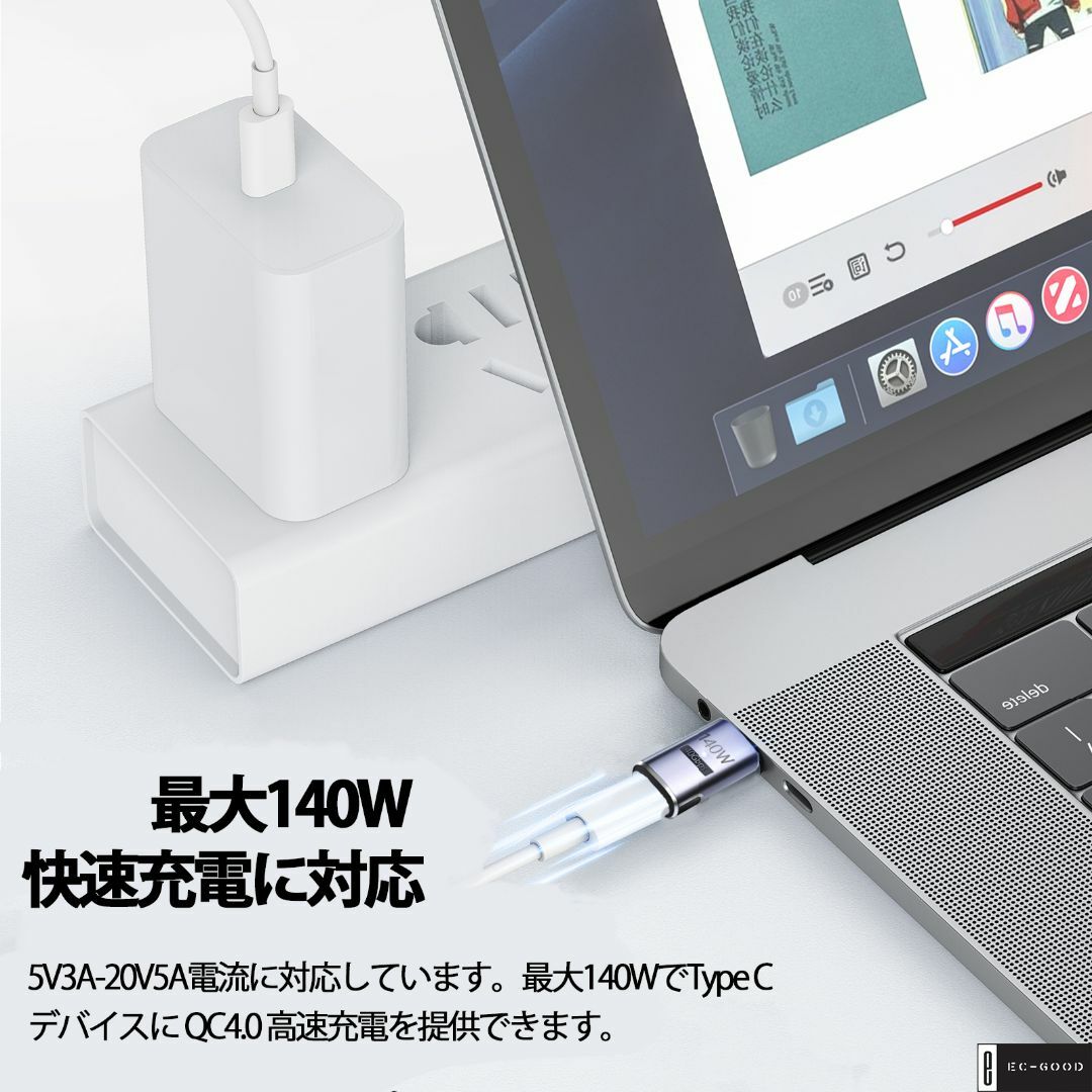 USB-C Type Cマグネット変換アダプタ 2個入り 磁石コネクタ140W スマホ/家電/カメラのPC/タブレット(PC周辺機器)の商品写真