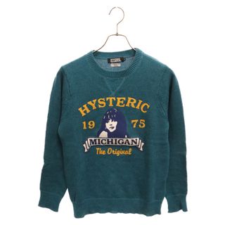 ヒステリックグラマー(HYSTERIC GLAMOUR)のHYSTERIC GLAMOUR ヒステリックグラマー 15AW MICHIGAN ORIGINAL 0253NS03 ロゴ刺繍 クルーネック ニットセーター グリーン(ニット/セーター)