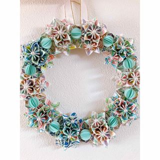 和紙 フラワーリースﾟ･*:.｡❁ハンドメイド(その他)