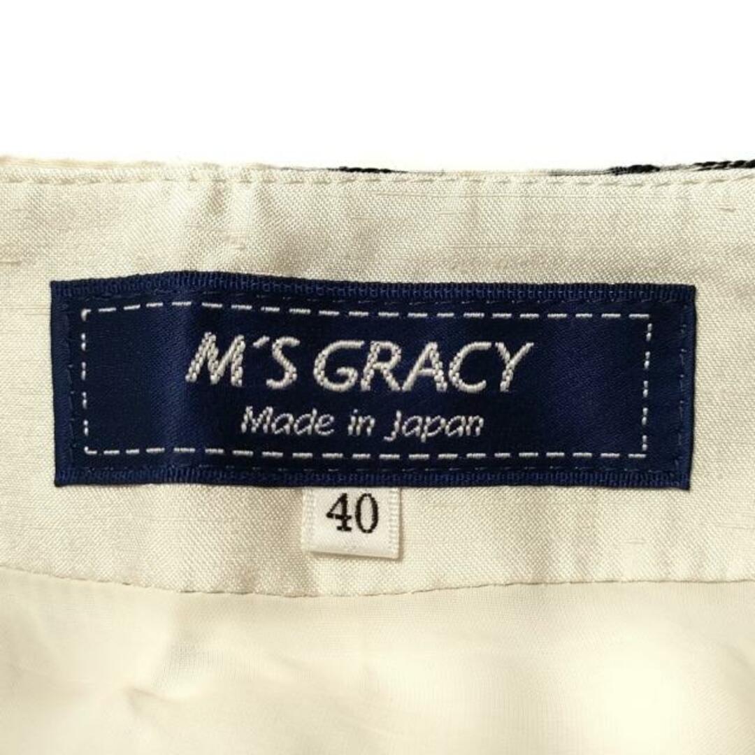 M'S GRACY(エムズグレイシー)のM'S GRACY(エムズグレイシー) スカート サイズ40 M レディース - ベージュ×黒 ひざ丈/花柄 レディースのスカート(その他)の商品写真