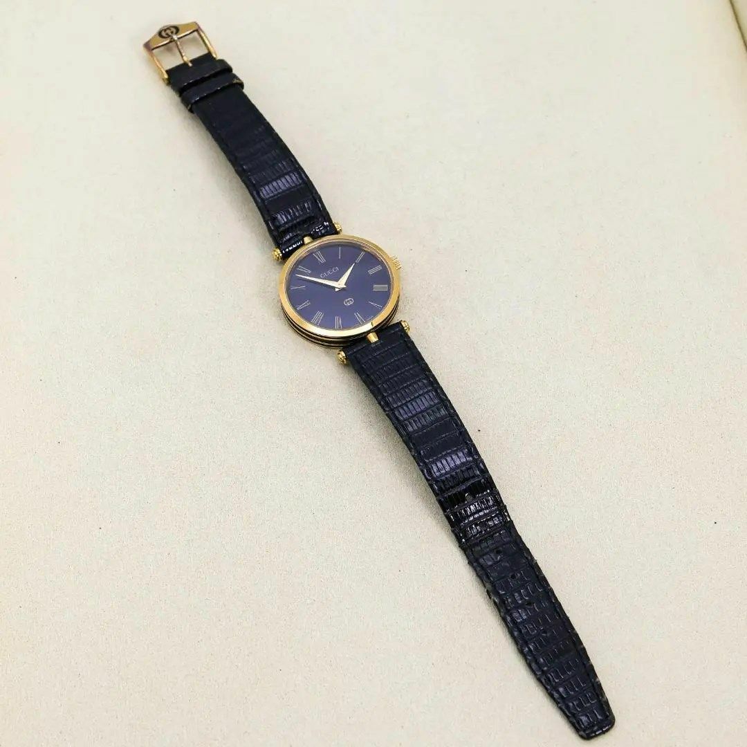 Gucci(グッチ)の◆稼働 GUCCI 腕時計 サイドシェリー レザーベルト ボーイズ 新品電池 x メンズの時計(腕時計(アナログ))の商品写真