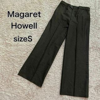 マーガレットハウエル(MARGARET HOWELL)のマーガレットハウエル　ウールパンツ　センタープレス　グレー(カジュアルパンツ)