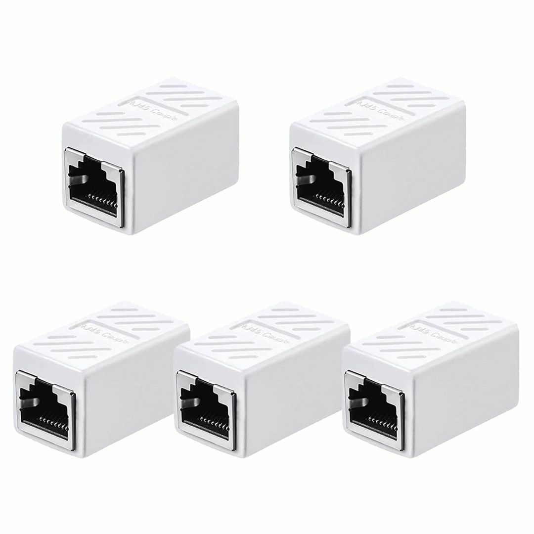 【色: ホワイト】RJ45 LANケーブル用中継コネクタ (5個セット, ホワイ スマホ/家電/カメラのPC/タブレット(PC周辺機器)の商品写真