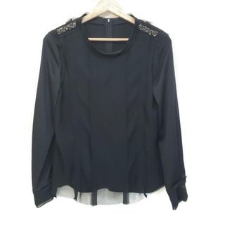 LANVIN en Bleu - LANVIN en Bleu(ランバンオンブルー) 長袖カットソー サイズ38 M レディース美品  - 黒 ビーズ