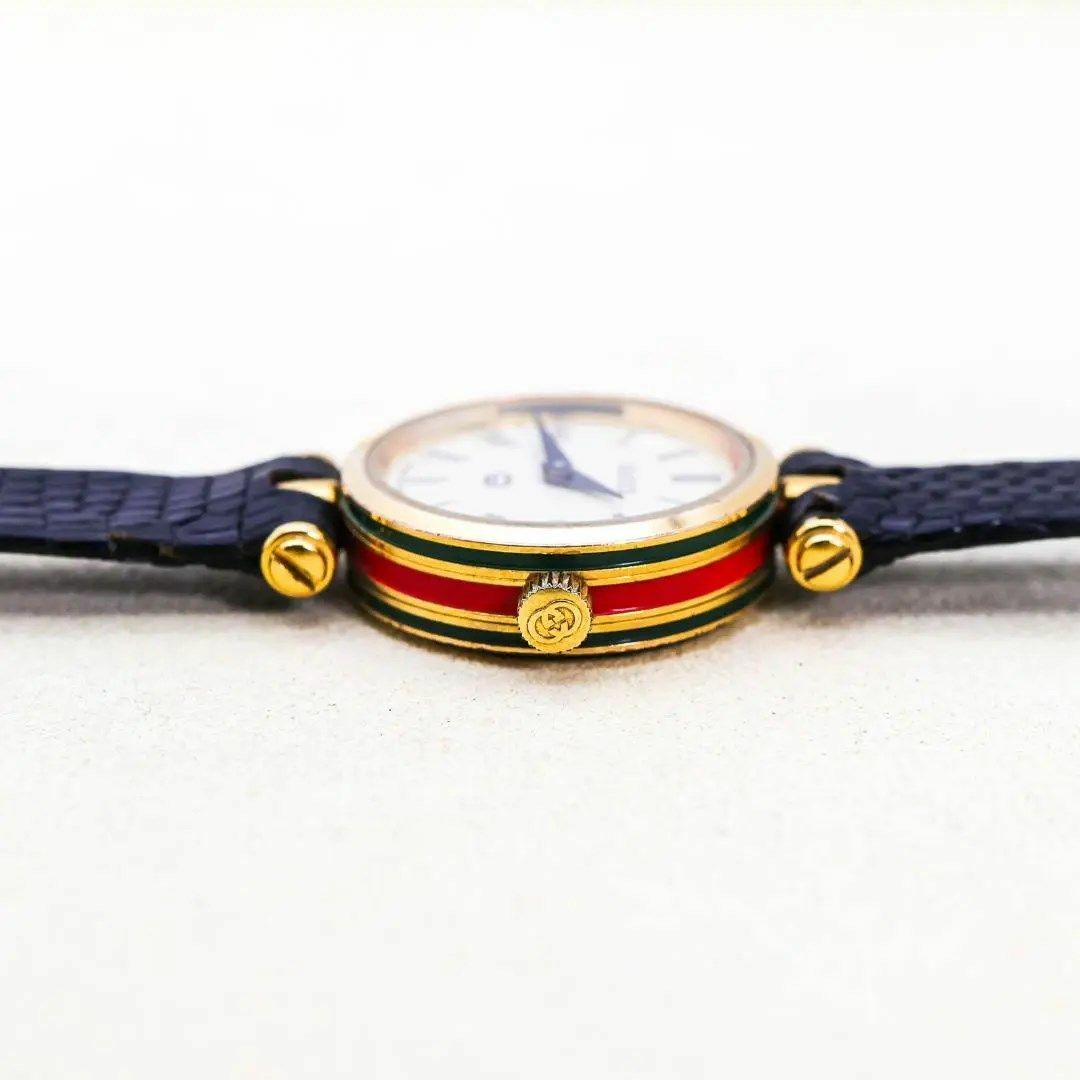 Gucci(グッチ)の◆稼働 GUCCI 腕時計 サイドシェリー レザーベルト レディース 新品電池v レディースのファッション小物(腕時計)の商品写真