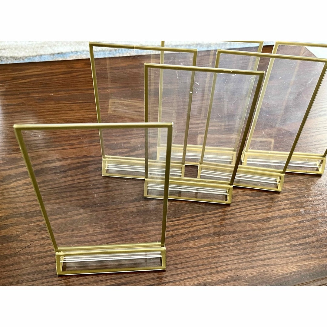 [2Lサイズ] ゴールド 両面フレーム テーブルナンバー 6点セット ハンドメイドのウェディング(リングピロー)の商品写真