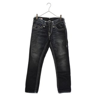 True Religion - TRUE RELIGION トゥルーレリジョン USA製 STRAIGHT JEANS ロゴパッチ ステッチデザイン ストレートデニムパンツ インディゴ 24800NBT2U