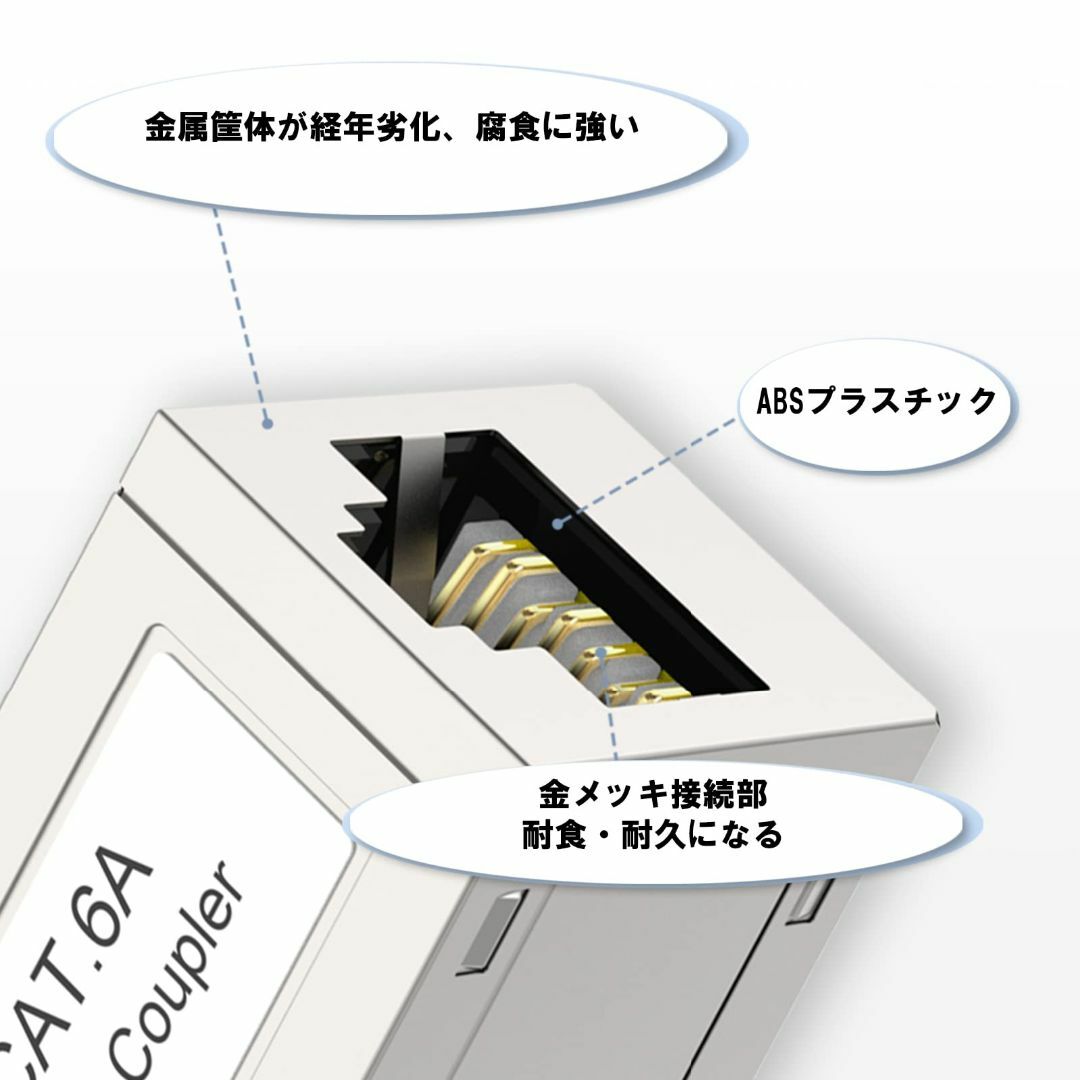 VCE LANケーブル 延長コネクタ 干渉防止 RJ45中継アダプタ Cat6A スマホ/家電/カメラのPC/タブレット(PC周辺機器)の商品写真