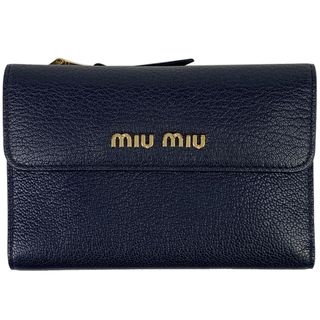 ミュウミュウ(miumiu)のミュウ ミュウ ロゴ 三つ折り 財布 レディース 【中古】(財布)